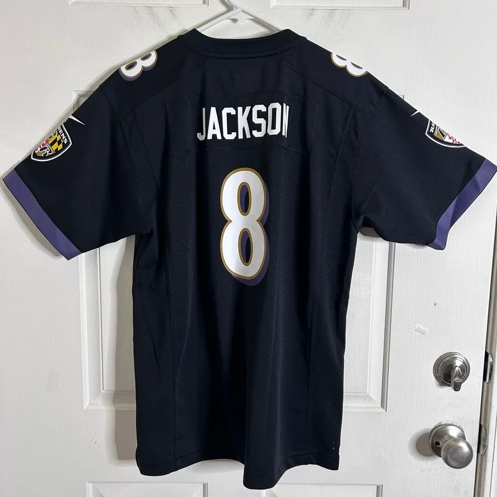 Nike Football Jersey Kids XL Black Excellent Lamar Jackson 8 Baltimore Ravens